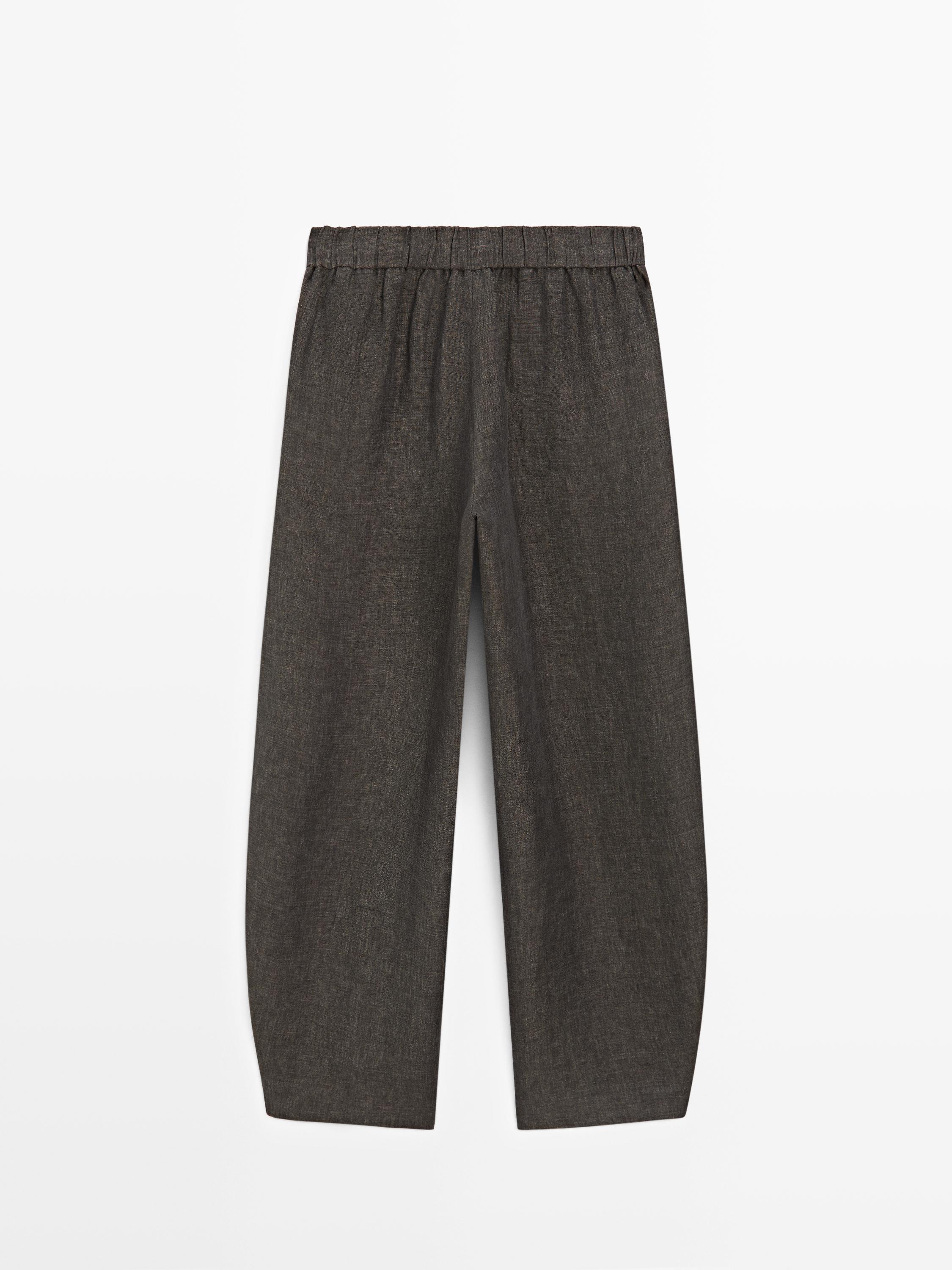 Pantalon barrel fit lin